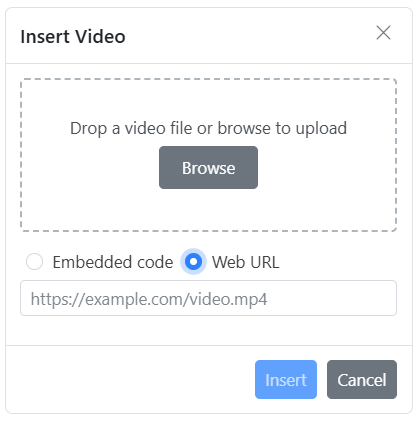 React Rich Text Editor Video insert
